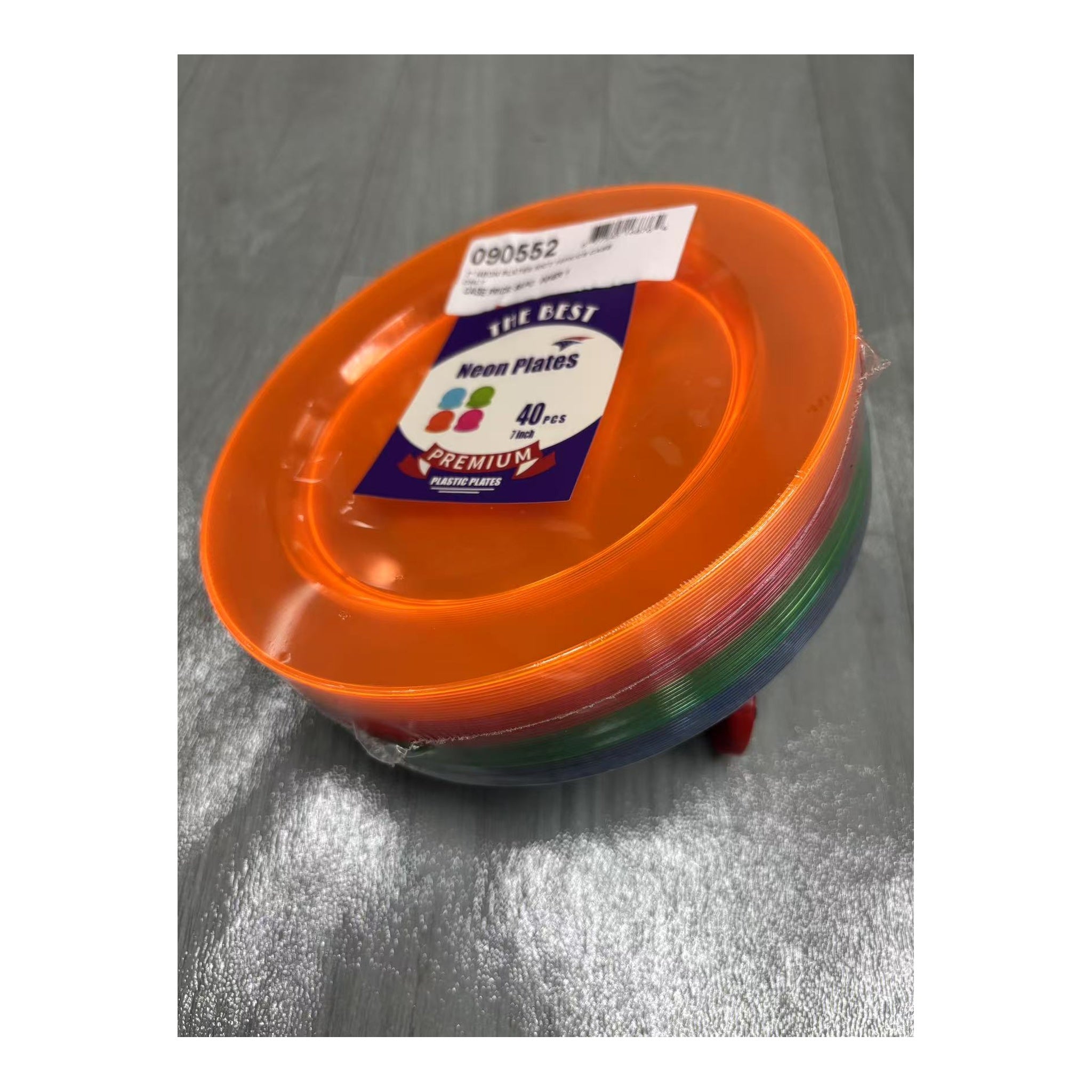 7" 40 ct Neon Plates Set 16 Set/Cs